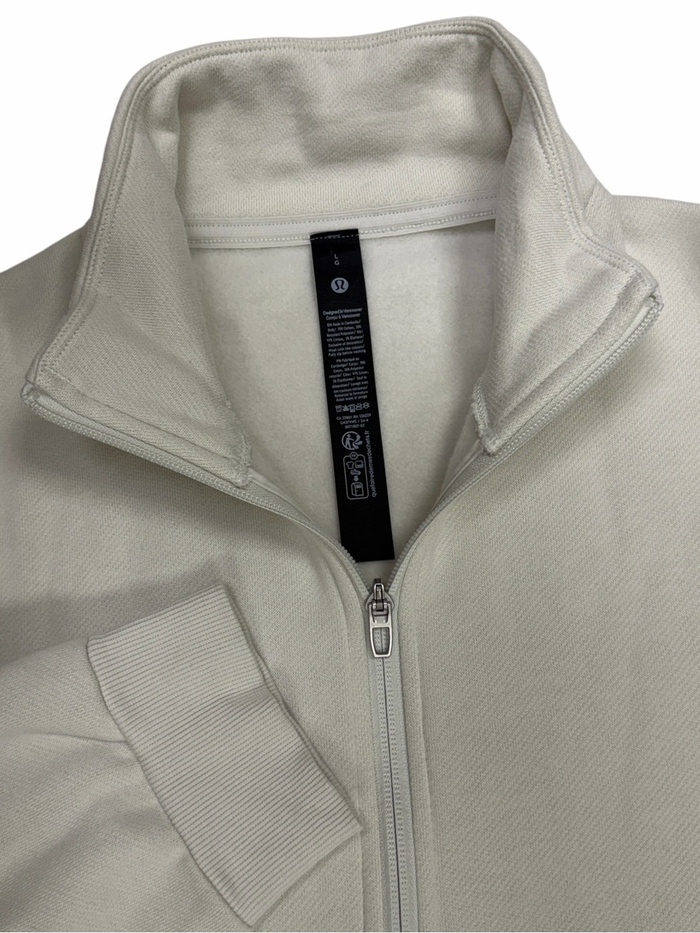 Lululemon Steady State Half Zip Mens Large Ivory Golf Fleece Pullover Sweatshirt